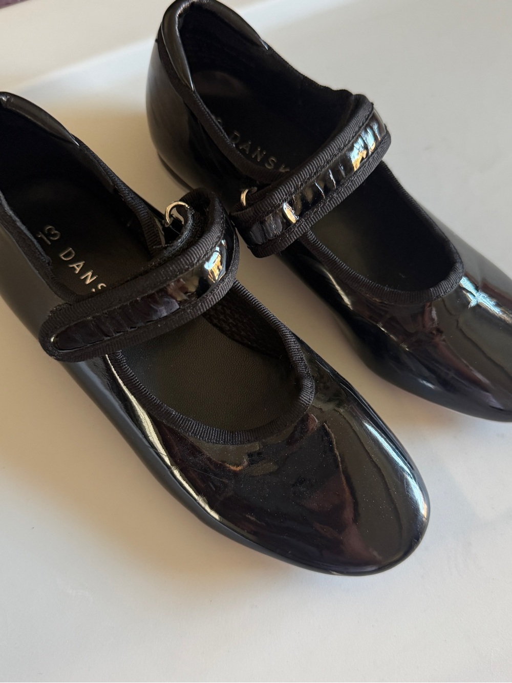 Danskin Kids' Black Patent Mary Jane Tap Dance Shoes 13